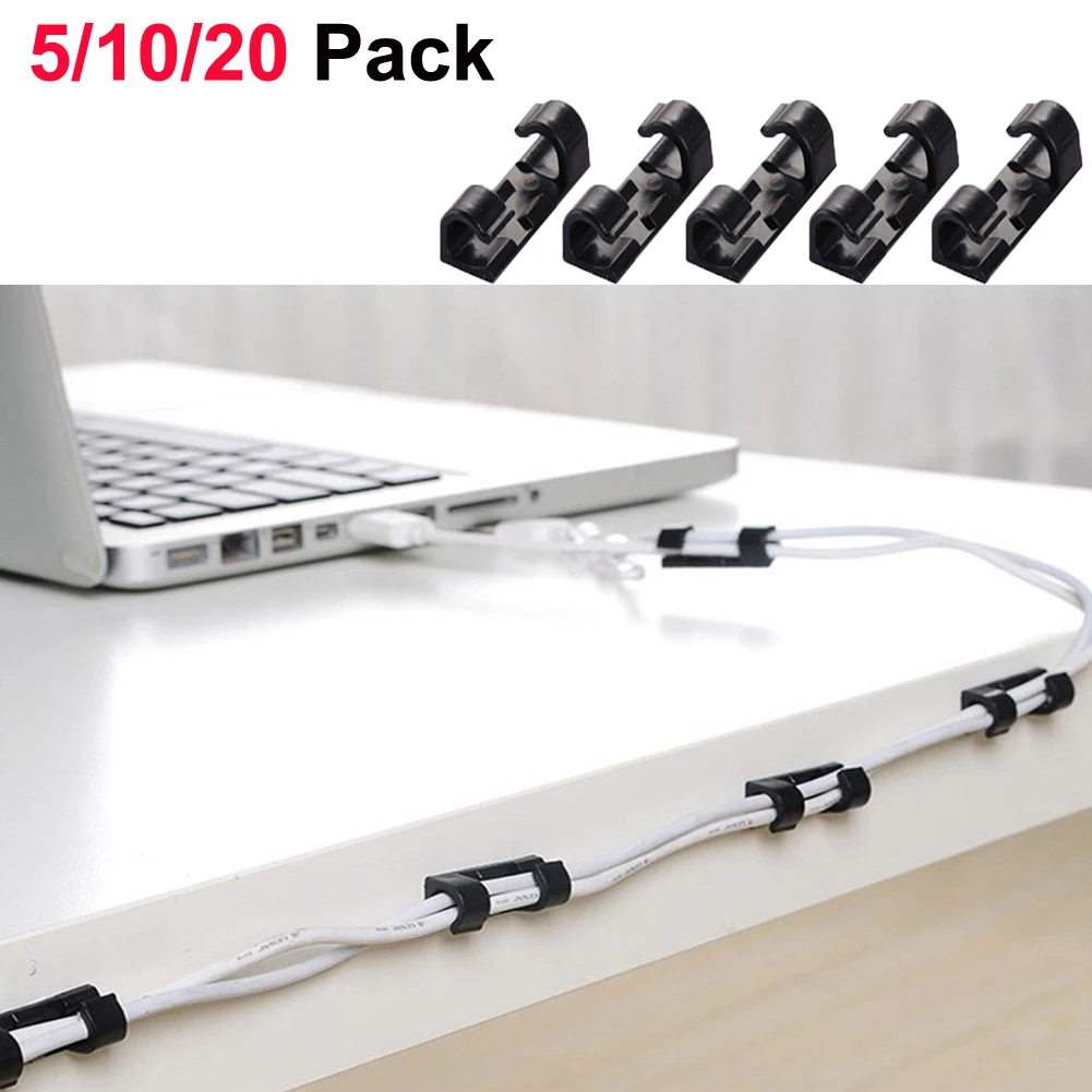 5 10 20 Pack Adhesive Car Cable Organizer Clips Cable Winder Drop Cable Holder Cord Management Desk Wire Tie Fixer Car Wire Clip