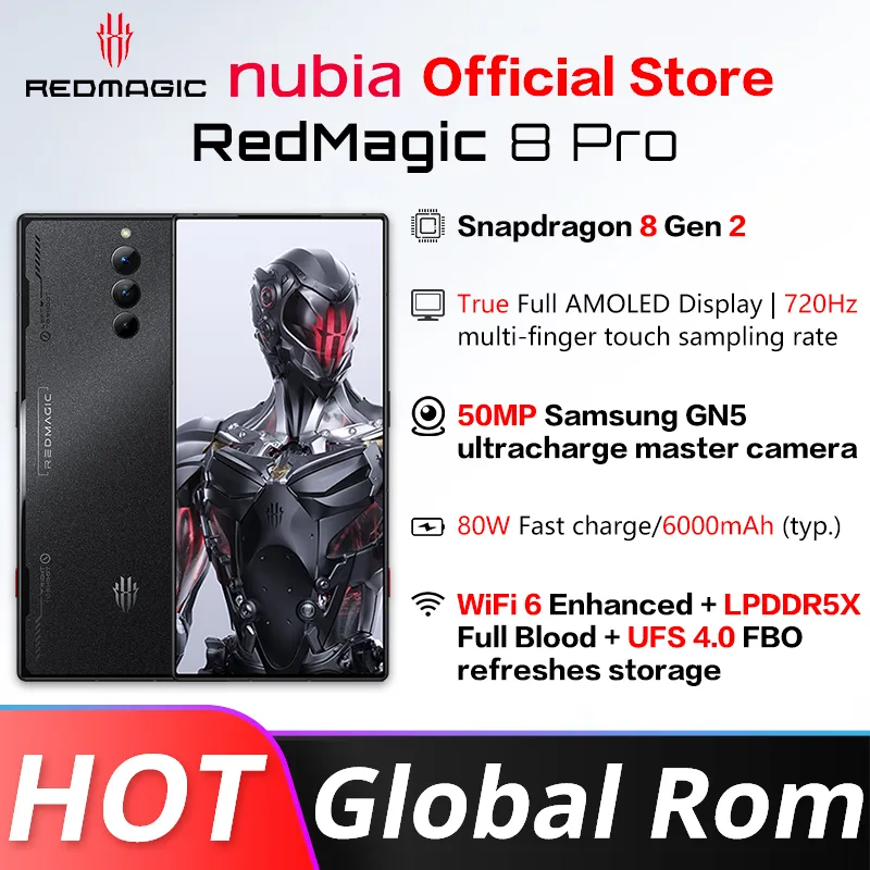 Global Version Redmagic 8 Pro 5G 6.8 inch 120Hz AMOLED Snapdragon 8 Gen 2 Octa Core 80W super fast charge 6000mAh NFC