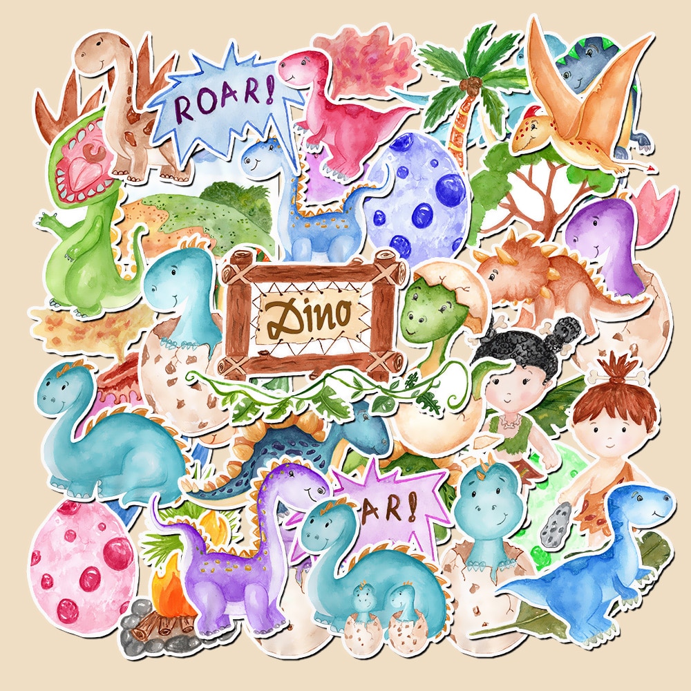 Pack of 44 Roar-some Dinosaur Sticker Set Ideal for Journals, Planners, and Back-to-School Stationery, Fun Stickers for Laptop