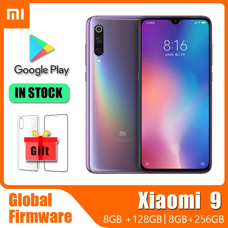 Xiaomi 9 Memory Smart Phone AMOLED 6.39 inch Display Snapdragon 855 3300mAh Battery Global Versionused phone