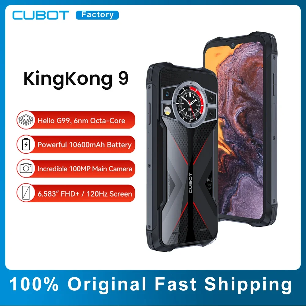 Cubot KingKong 9 Rugged Smart Mobile Phone 6.583"120Hz Screen 100MP+32MP Camera 10600mAh Battery 24GB+256GB NFC GPS Cellpho
