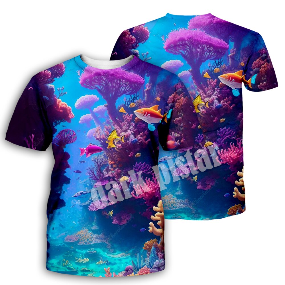 3D Underwater World Print T Shirt Men Summer New O Neck Short Sleeve Tees Top Fashion Style Male Clothes Casual T-shirts