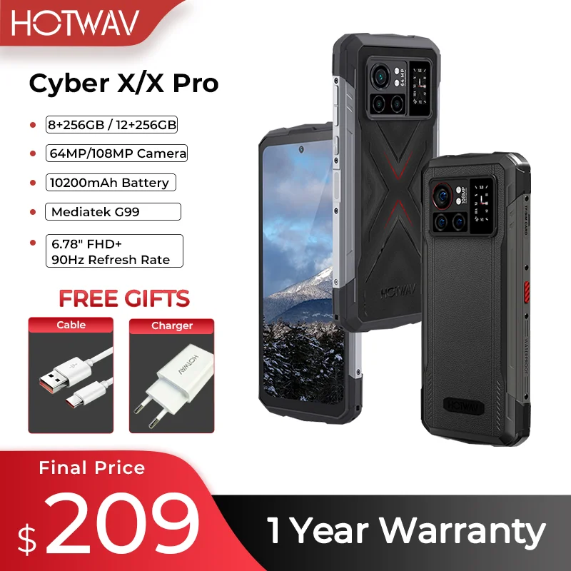 HOTWAV Cyber X Pro Cyber X Global Version 6.78" FHD 90Hz 10200mAh battery 12GB 256GB 108M Camera Android 13 33W Charger