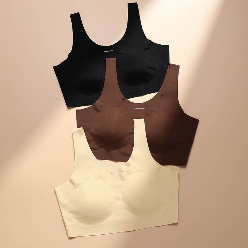 Exercise comfortable without rims vest underwear with padding non-trace big chest small ladies bra