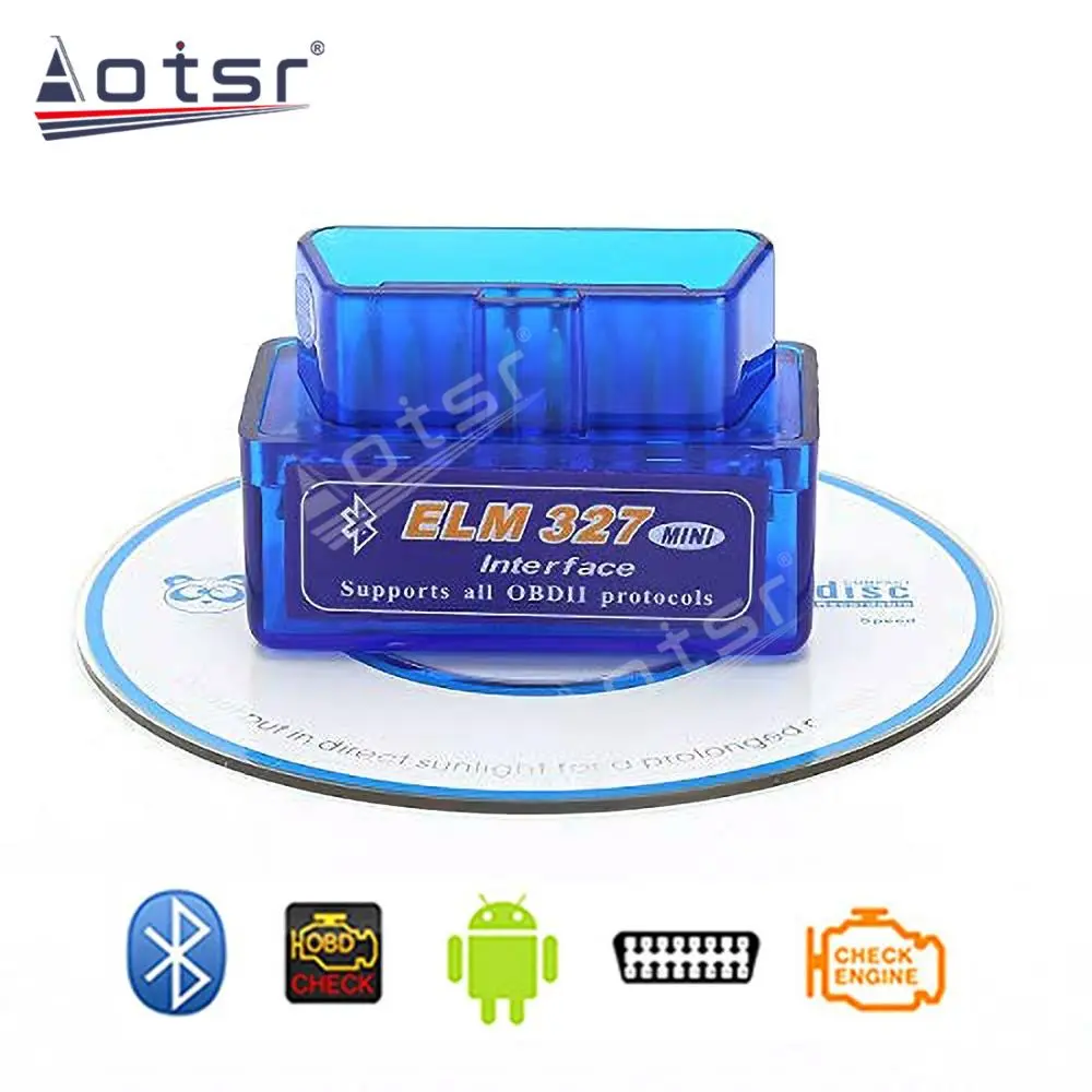 Aotsr Hot Sale Super Mini Elm327 Bluetooth OBD2 Elm 327 Android Adapter Car Scanner OBD 2 Elm-327 V2.1 OBDII Auto Diagnostic