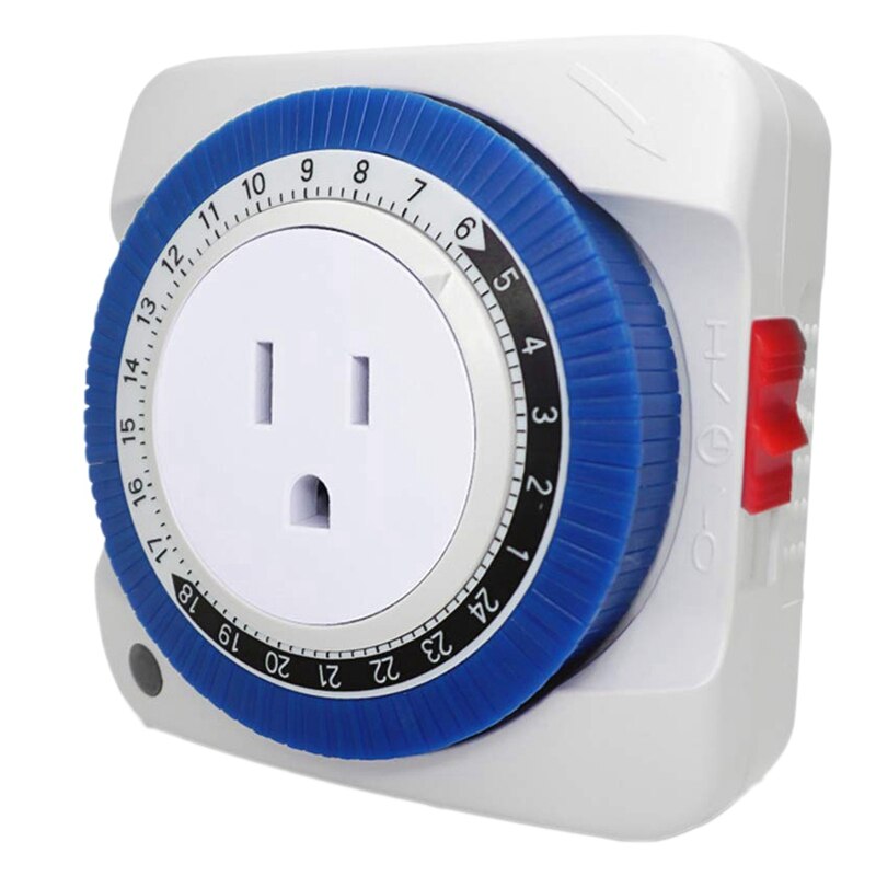 2X Outlet Timer Switch 24 Hour Plug-In Electric Mechanical Outlet Timer Switch Outlet Mechanical Timing Socket US Plug