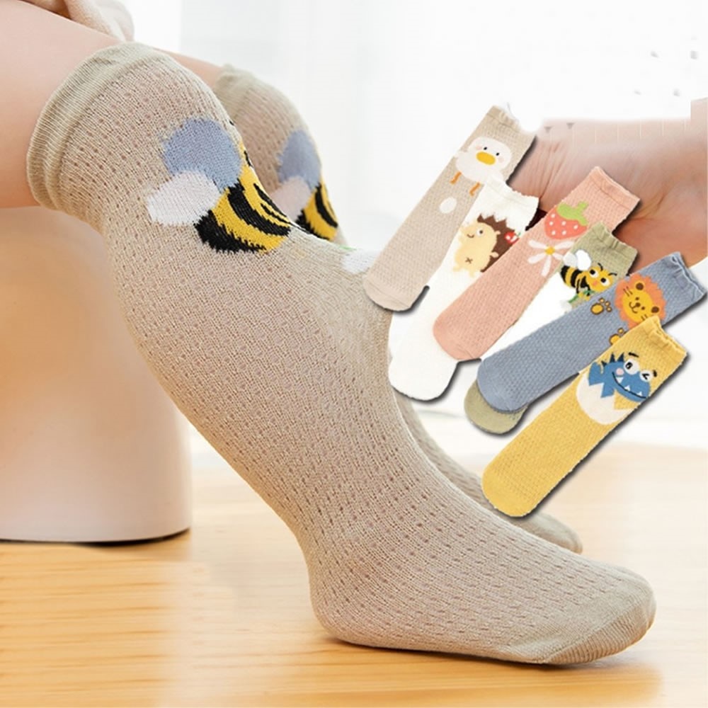 spring summer mesh cartoon anti-mosquito socks without with cylinder infants stockings 1-8 years old toddler knee high sock