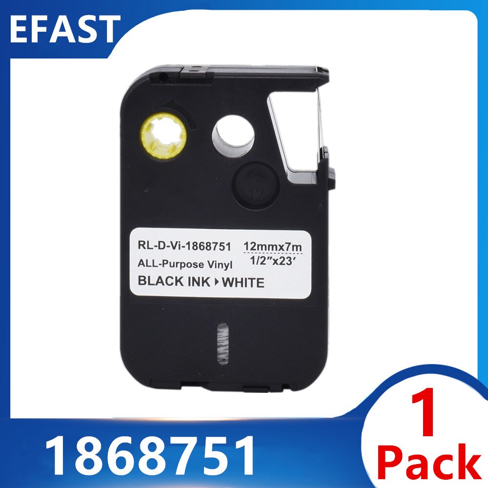 1Pack Compatible For Dymo 1868751 Label Cartridge Laminated Wire Cable Wrap for DYMO XTL-300 XLT-500 Label Makers,Black on White