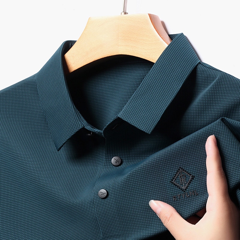 High Quality Summer POLO Shirt for Men High Elasticity Short Sleeved Casual POLO T-shirts Business Social Lapel POLO Shirts 2023