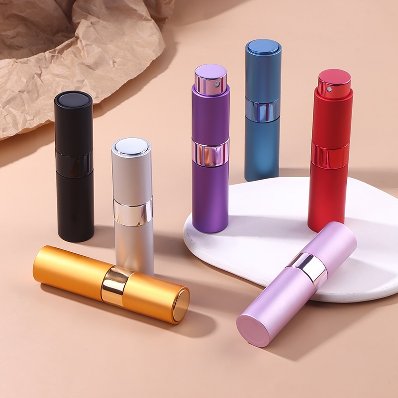 8ML Rattan Pattern Refillable Perfume Bottle Portable Rotary Aluminium Spray Atomizer Empty Spray Perfume Bottle for Travel