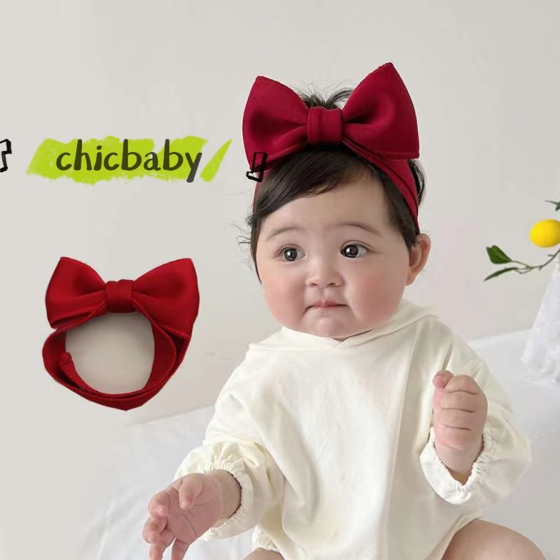 Newborn Baby Girl Headband Retro France Style Solid Color Big Bow Headwear for Toddler Girl Soft Cotton Lovely Hair Accessories