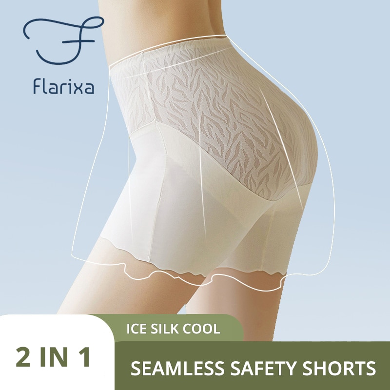 Flarixa 2023 New Protective Shorts Under the Skirt Seamless Safety Pants Women's Boxer Briefs Ice Silk Safety Shorts Summer