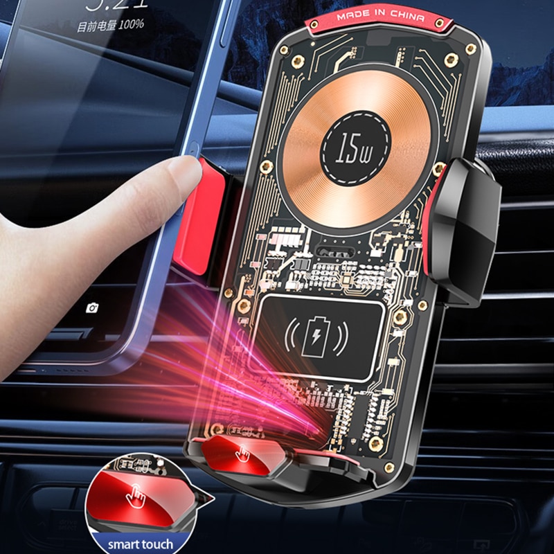 Transparent Car Charge Mount 15W Fast Magnetic Phone Charger with 3 head Universal Airvent Car Holder for iphone 14Pro 14 13 12
