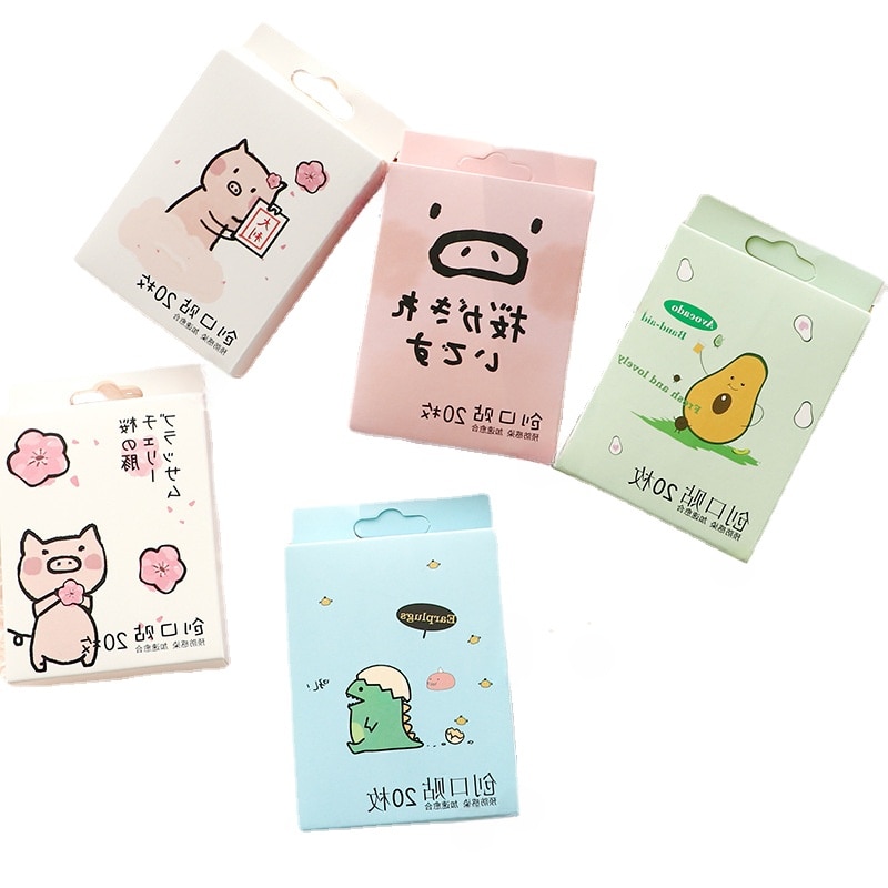 20pcs/box Cartoon Animal Fruit Prints Band Aid Kawaii Medical Strips Wound Plasters for Children Kids Patch Adhesive Bandages