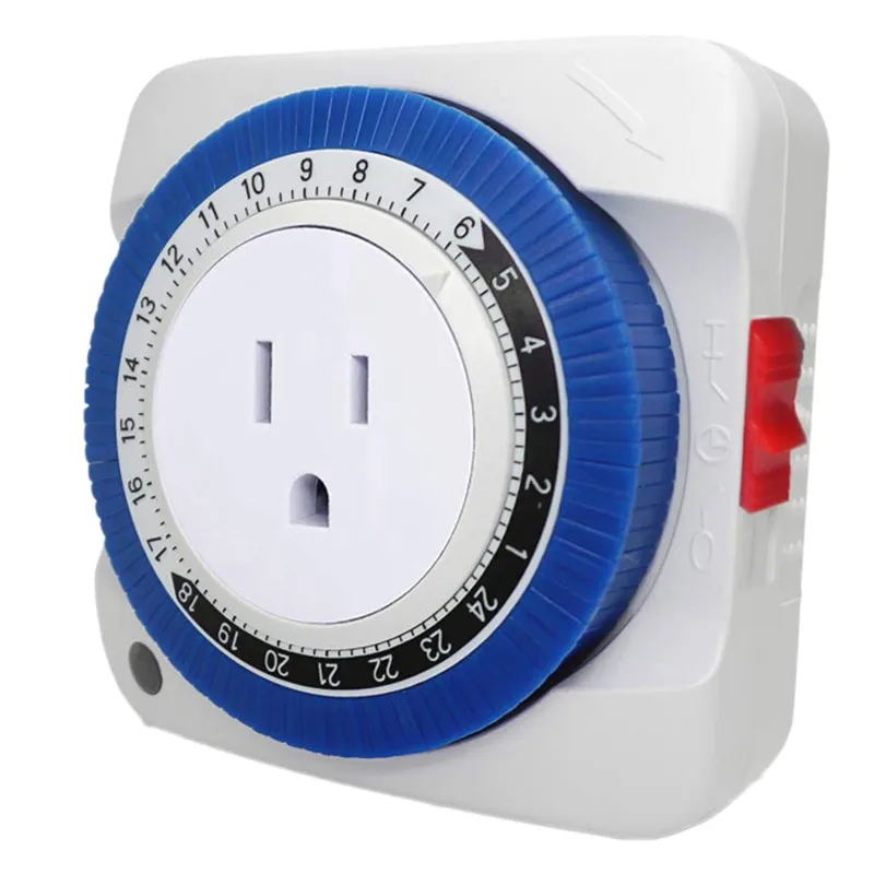 2X Outlet Timer Switch 24 Hour Plug-In Electric Mechanical Outlet Timer Switch Outlet Mechanical Timing Socket US Plug