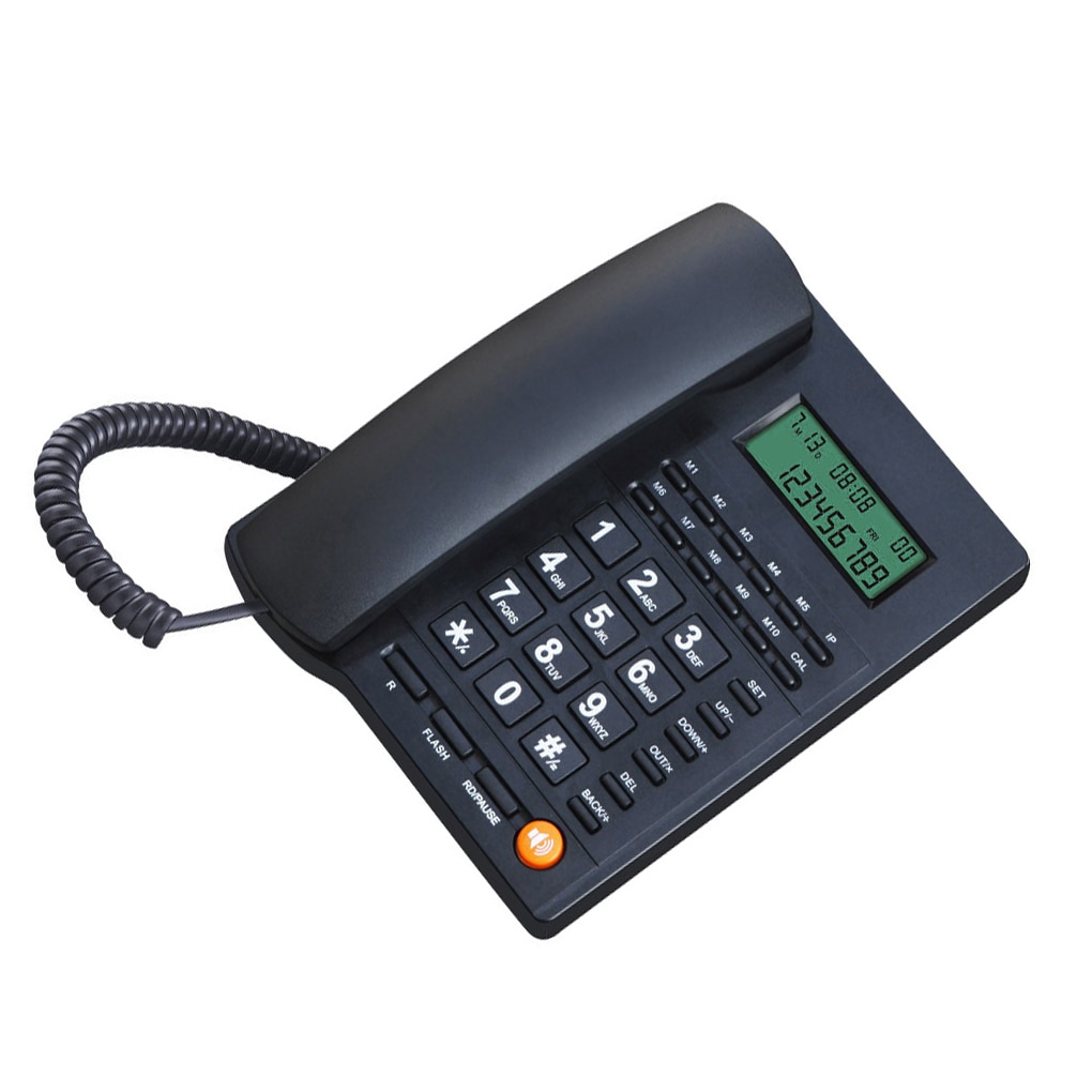 Desktop Corded Landline Telephone Keypad Wired LCD Screen Adjustable Brightness Caller ID Phone for Home Hotel
