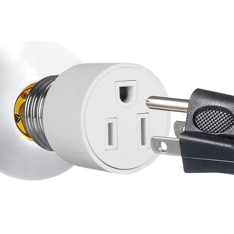 Light Outlet Adapter E26 Light Bulb Outlet Adapter Light Bulb Socket Adapter Fit For 2/3Prong Convert