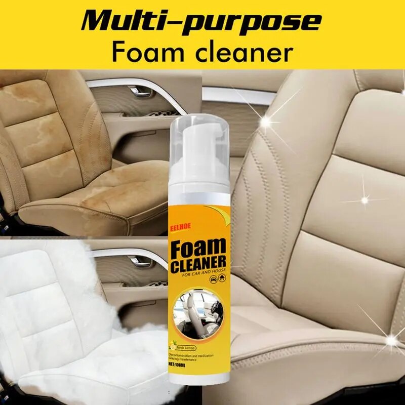Car Interior Leather Seat Spray Foam Cleaner 100ml Multifunctional Foam Cleaner Car Interior Strong Decontamination