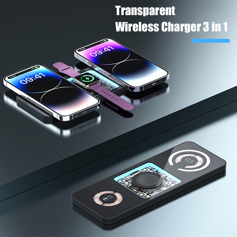 Dual 15W Wireless Charger 3 in 1 Fast Charging Dock Station for iPhone 11 Pro Max Apple 14 Plus 13 12 Samsung iWatch Airpods