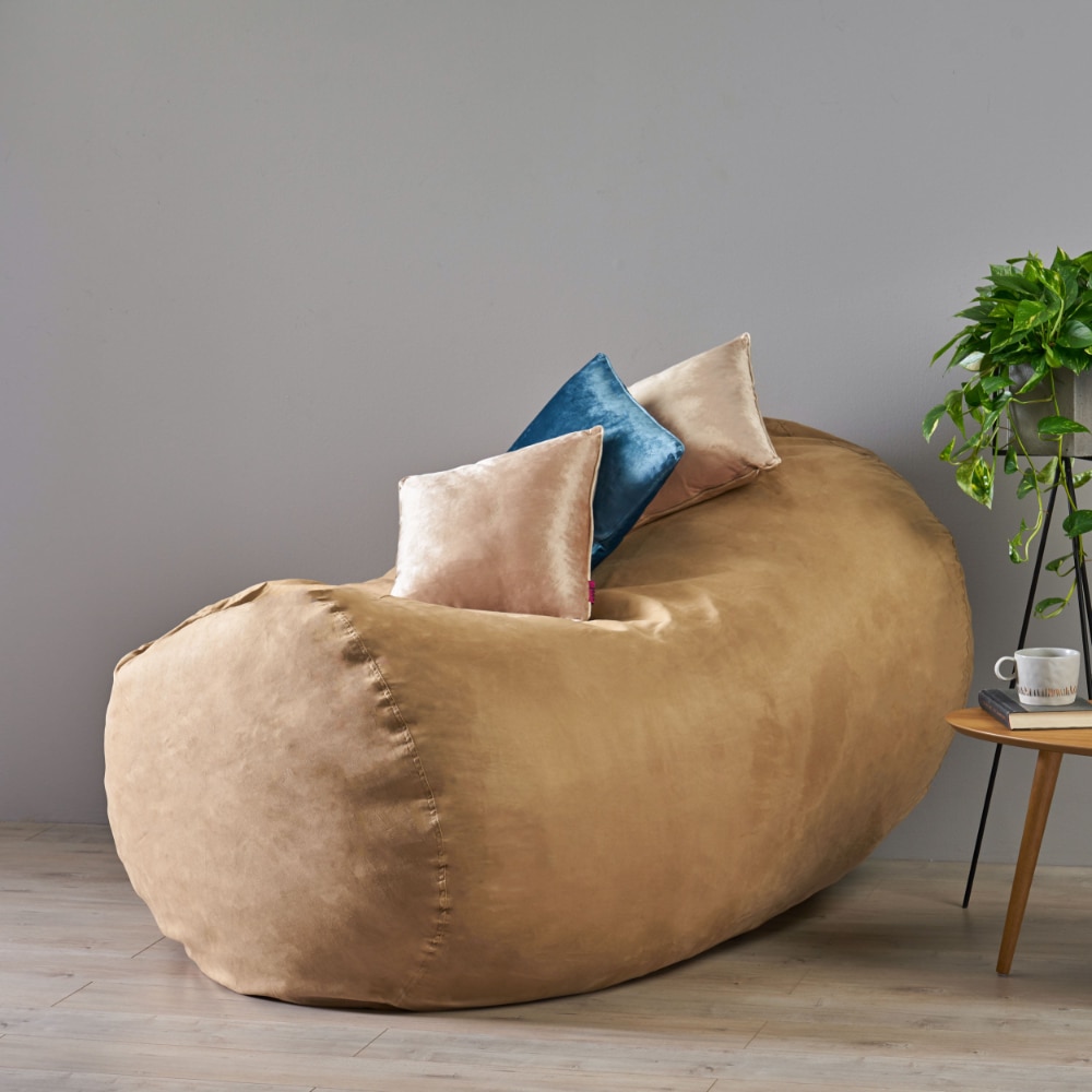 6.5 Ft Suede Bean Bag, Tuscany, Sedentary Comfort, Interior Home, Modern Aesthetic, Living Room, Bean Bag Chair with Filling