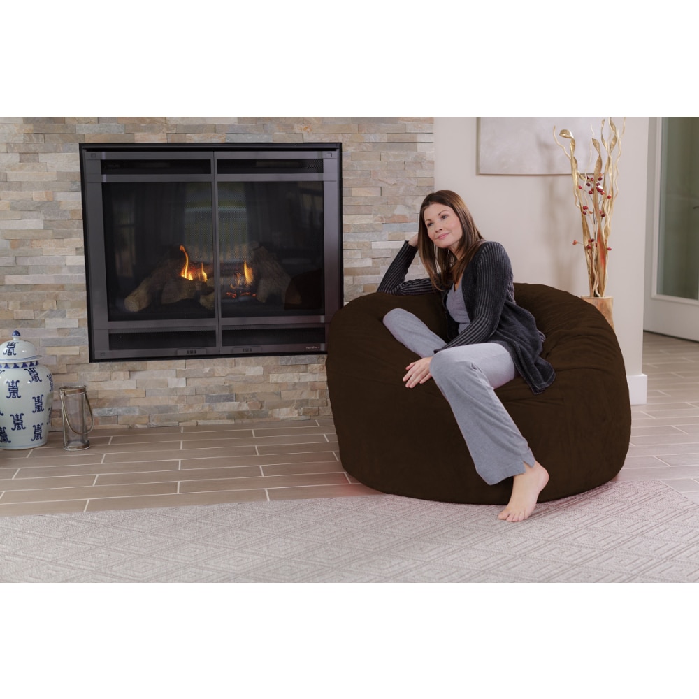 Bean Bag Chair, Memory Foam Lounger with Ultra Fur Cover, Kids, Adults, 4 Ft, Brown, Sedentary Comfort, Interior Home