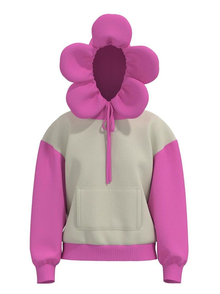 FOMOYUU Women Long Sleeve Hooded Sweatshirt Letters Printed Oversized Drawstring Hoodie Pullover with kangaroo Pocket