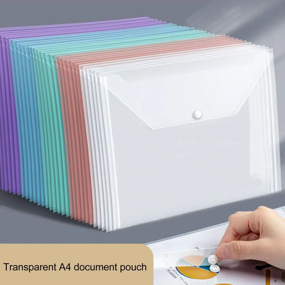 5Pcs Transparent Document Folders A4 Test Paper Classification Storage Pockets Waterproof Thickened File Holders Office Supplies