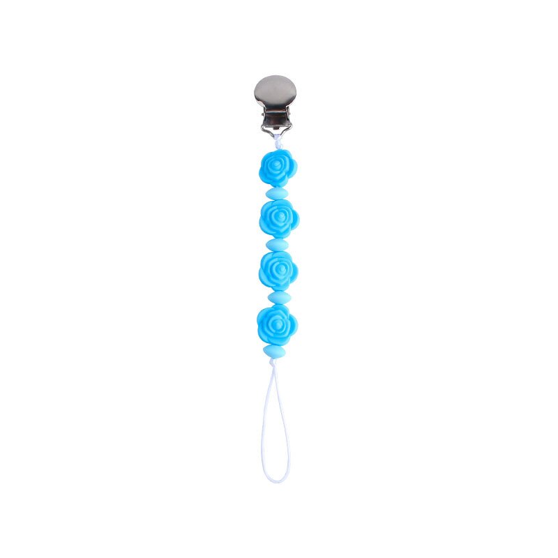 Rose Silicone Pacifier Clip Chain Metal Dummy Holder Pacifier Clip Pacifier Chain Baby Nursing Toy Newborn Infant Chew Gifts
