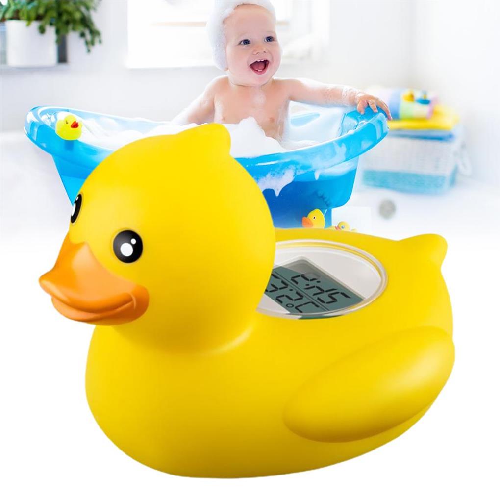 Baby Bath Water Thermometer Duck Shape Waterproof Room Temperature Gauge Shower LED Bathtub Alarm Heat Indicator