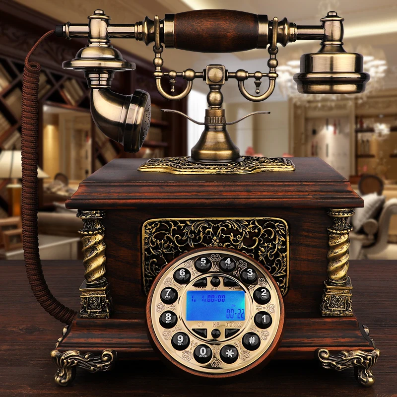Antique Corded Telephone, Fixed Retro Phone Button Dial Vintage Decorative Telephones Landline for Home Office