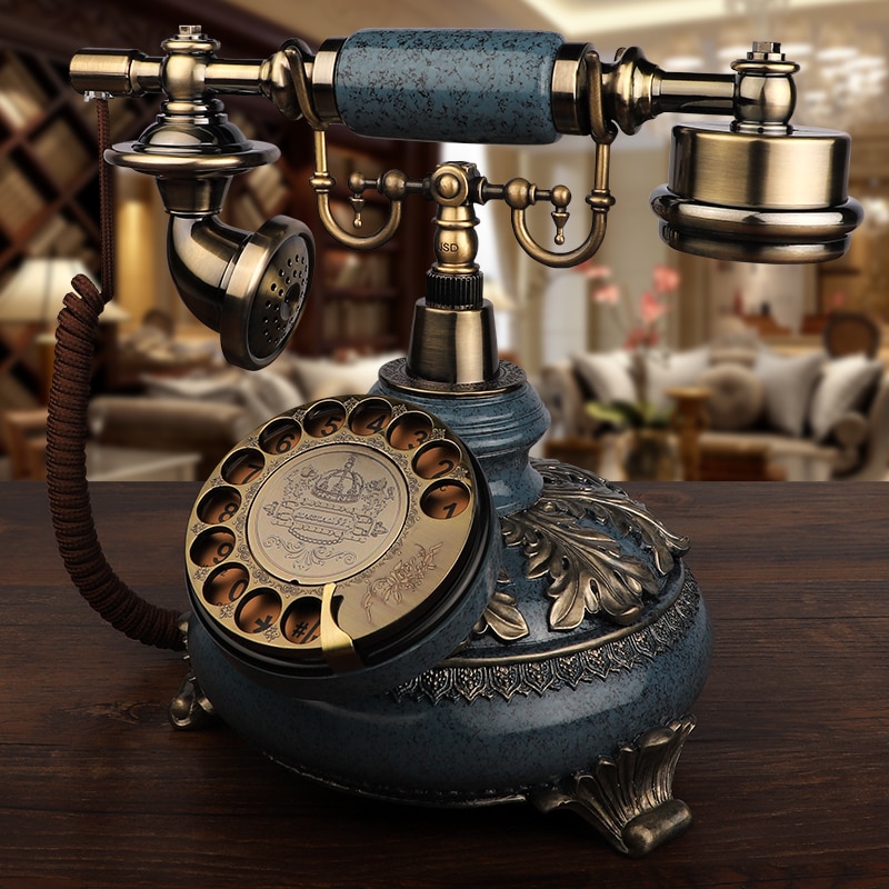 European Antique Telephone Retro Landline Phone with Mechanical Ring, Speaker and Redial Function for Home