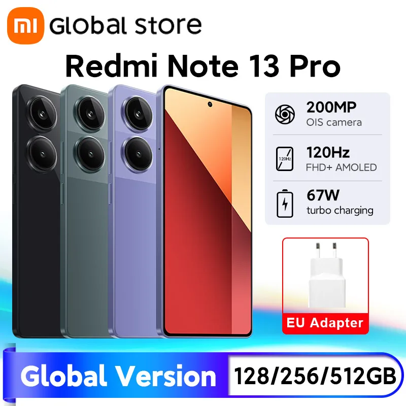 New Global Version Xiaomi Redmi Note 13 Pro 4G Smartphone MTK Helio G99-Ultra 6.67" AMOLED display 67W Turbo Charge with 50