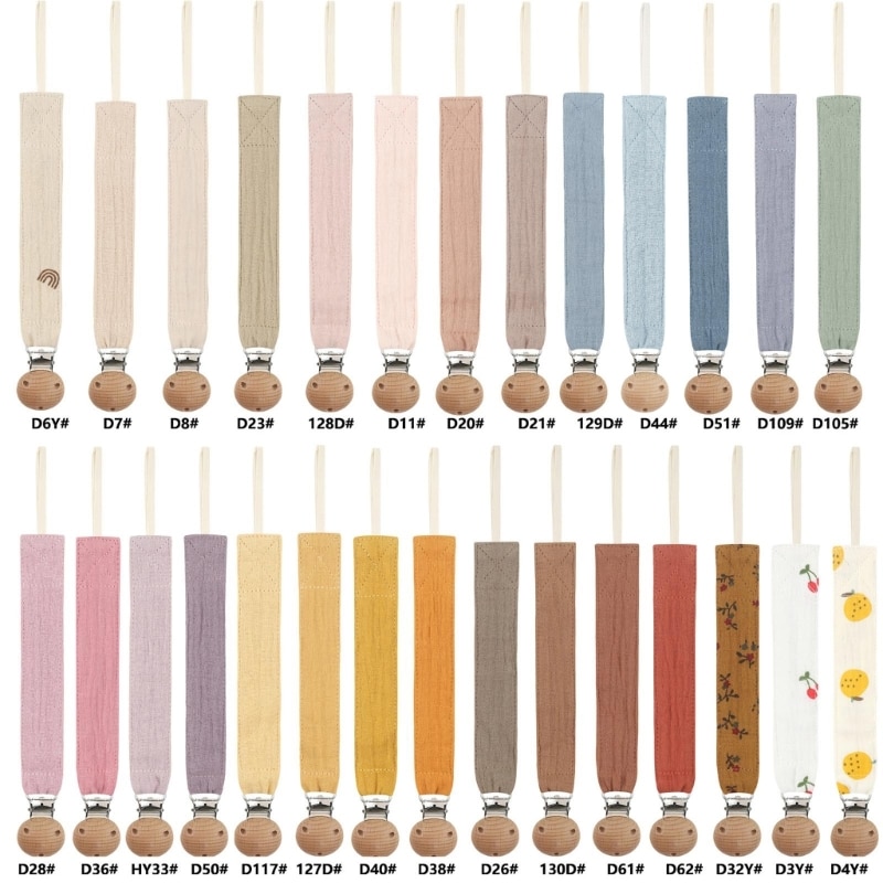 Baby Cotton Pacifier Chain Beech Wood Pacifier Clip Infant Teething Holder