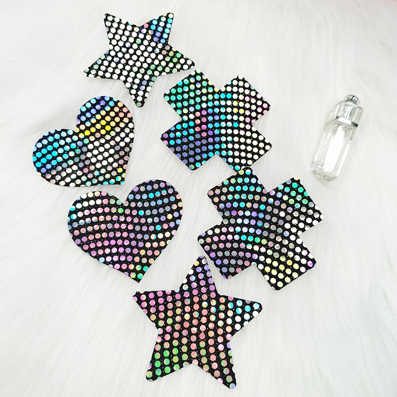 1 Pair Ultra-thin Laser Sexy Sequins Chest Sticker Breast Pasties Nipple Cover Breathable Disposable Invisible Bra Adhesive