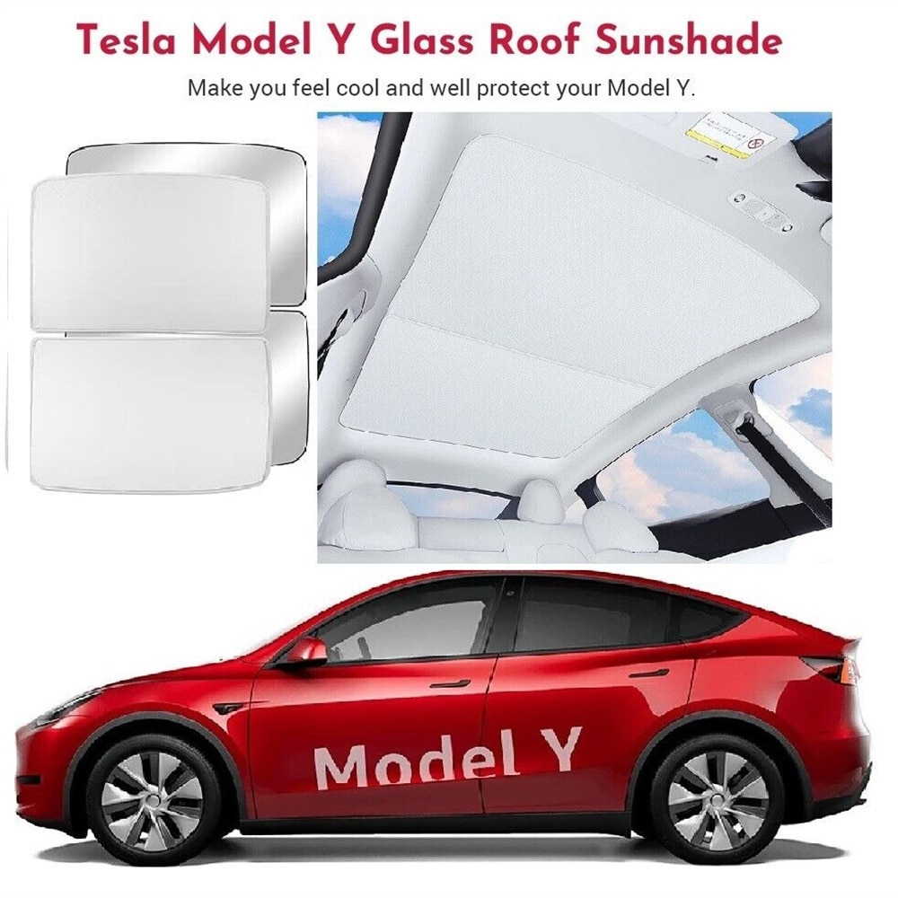 Roof Sunshade For Tesla Model Y 3 Car 2021-2023 Sunroof Upgrade Ice Cloth Buckle Sun Shades Glass Front Rear Skylight