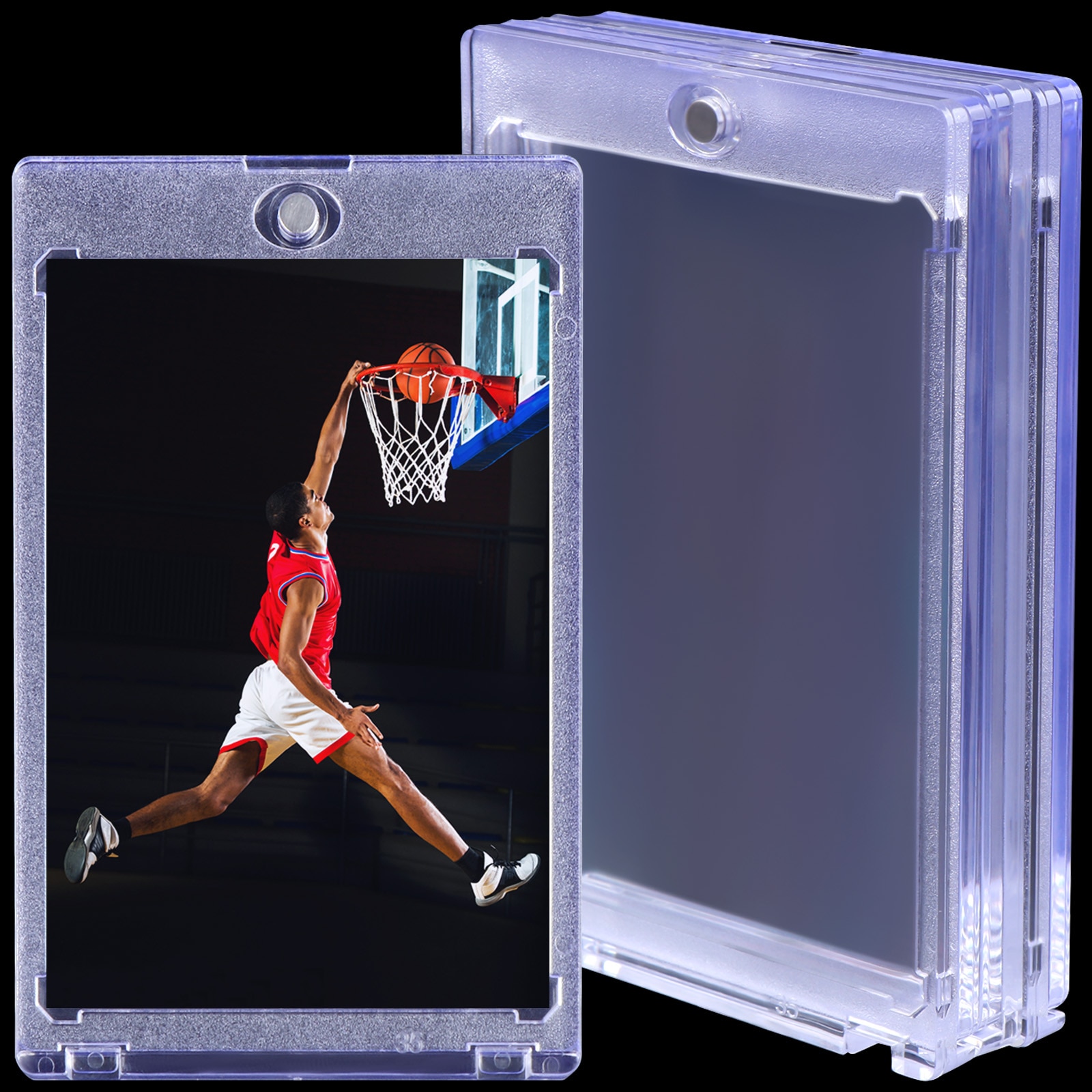 6 Pcs Acrylic Magnetic Card Holder 35 PT Clear Card Protectors Magnetic Holder Desktop Decoration Card Holder Office Supplies