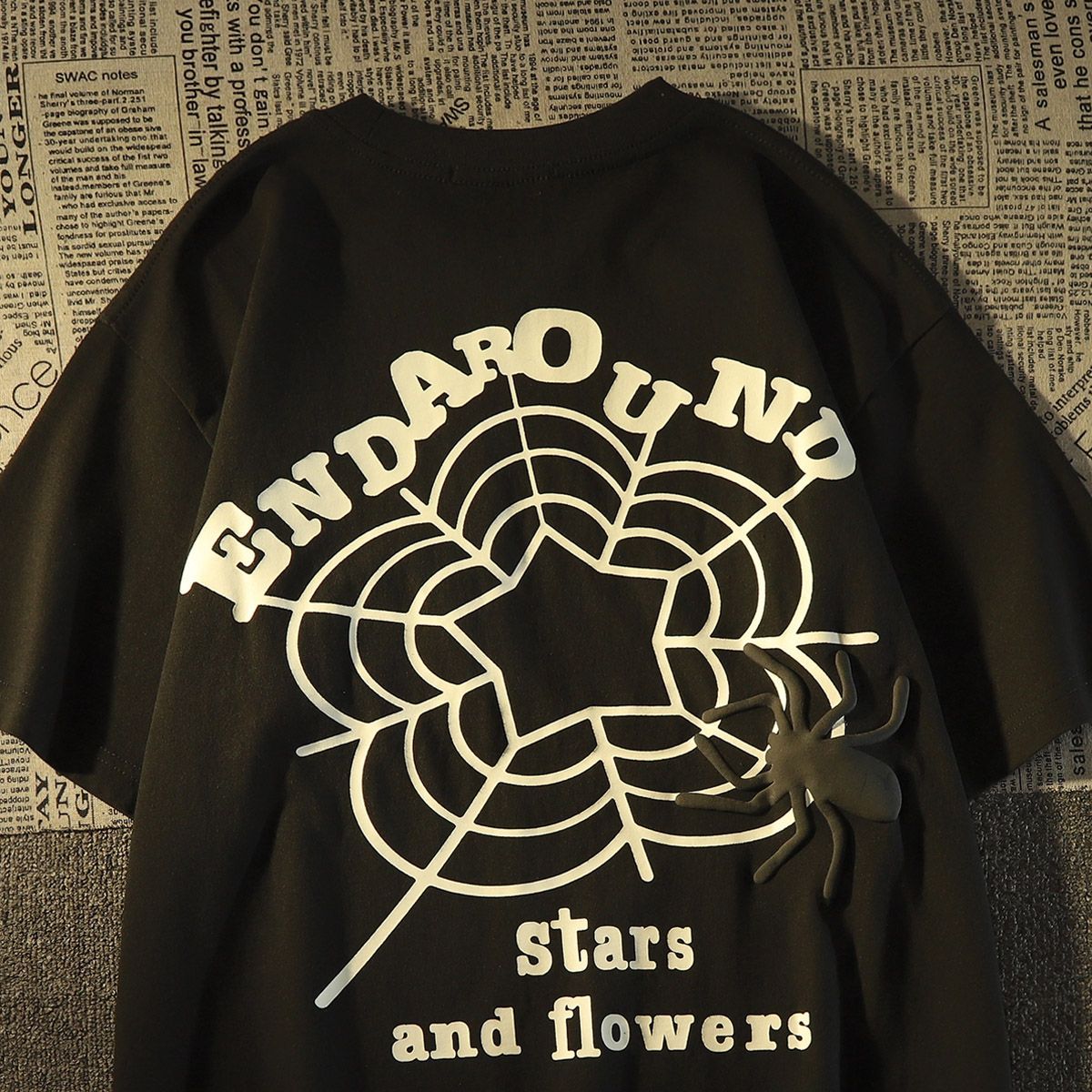 American street T-shirt men and women summer retro national trend hiphop couple outfit Harajuku style half-sleeved top y2k