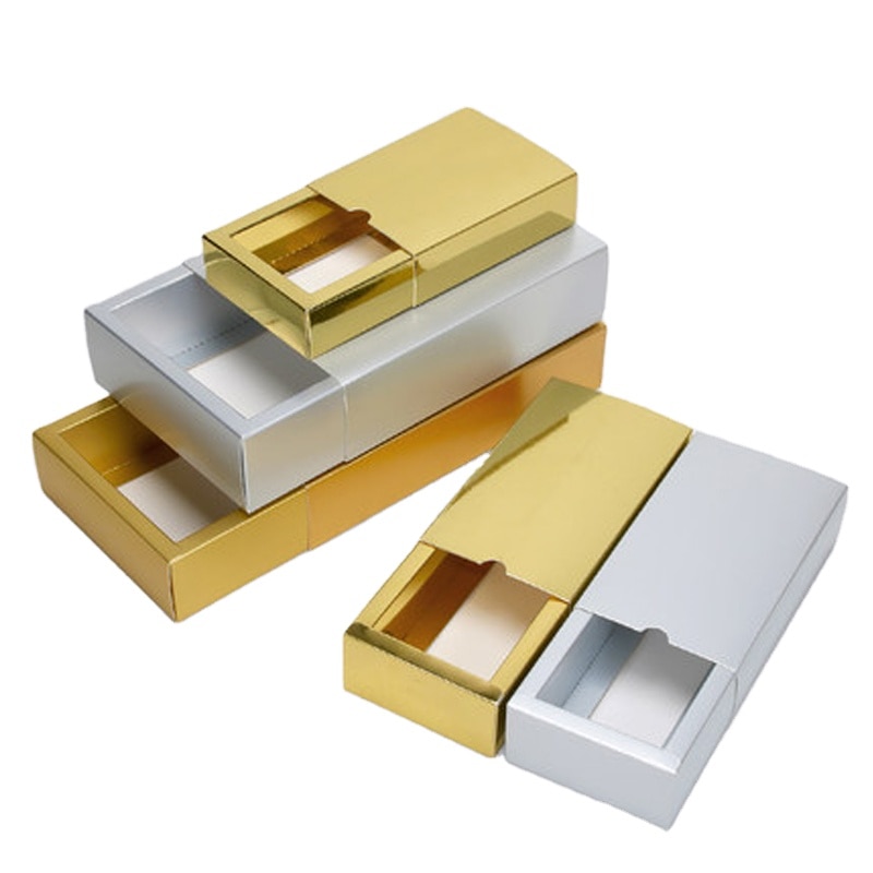 Wholesale carton gift box customized gold and silver drawer carton high-end solid color gift box free delivery