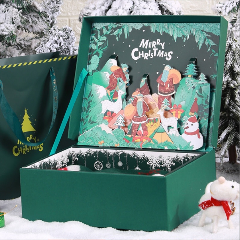 Wholesale Custom 3d Design Box Xmas Corrugated Paper Gift Box Christmas Box Packaging
