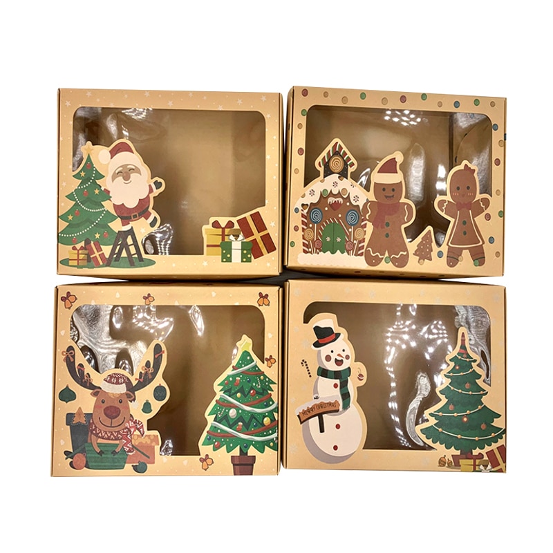 Kraft Christmas Apple Gift Box Packaging Party Gift Bag Portable Packaging Candy Box Santa Dessert Box Open Window