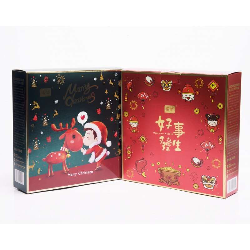 Custom logo luxury recycle red paper box Christmas packaging shipping boxes with gold logo