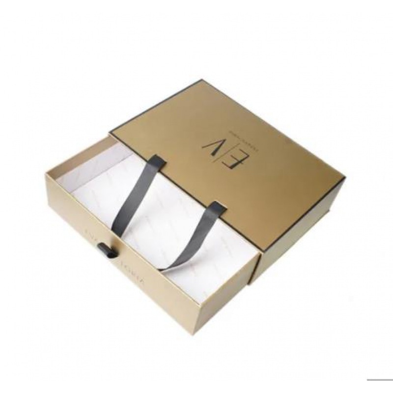 Custom Clothing Packaging Rigid Cardboard Drawer Gift Boxes with Handles