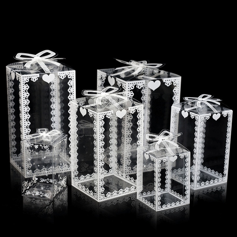 Clear PVC Box Packaging Wedding Christmas Favor Cake Packaging Chocolate Candy Dragee Apple Gift Event Transparent Box