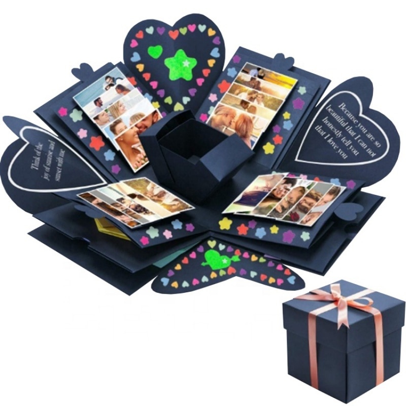 Explosion Packaging Box Diy Birthday Surprise Paper Love Gift Picture Heart Explosion Box
