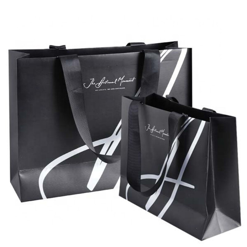 Luxury sac de course packing bag Custom logo gift bag glossy clothes branded retail shopping paper bags with rope handles