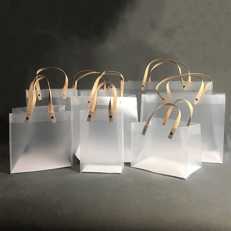 Christmas Custom Laminated Frosted Small Clear Packaging Tote Plastic Shopping Packing Bag With Logo
