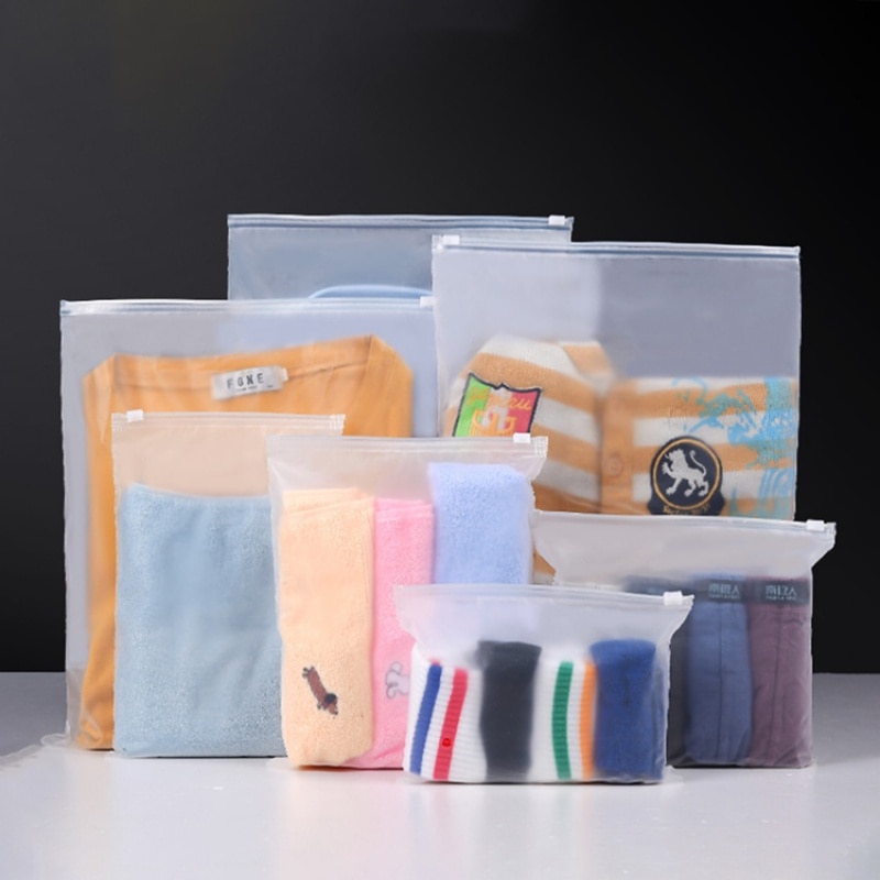 Custom Matte Frosted Transparent Biodegradable Plastic Packaging Zipper Bags T Shirt Swimwear Zip Lock Clothing Bags With Logo