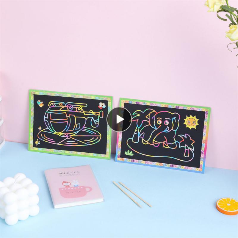 Diy Painting Art Scratch Paper Colorful Scratch Painting Gradient Color Partition Design Painting Book Painting Teaching Tool