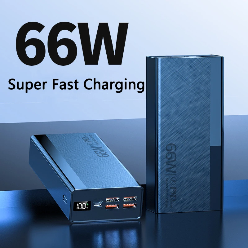 66W Power Bank 30000 mAh Poverbank PD22.5W Fast Charge Portable Mobile Powerbank Four USB Charger Bateria for All Smartphones