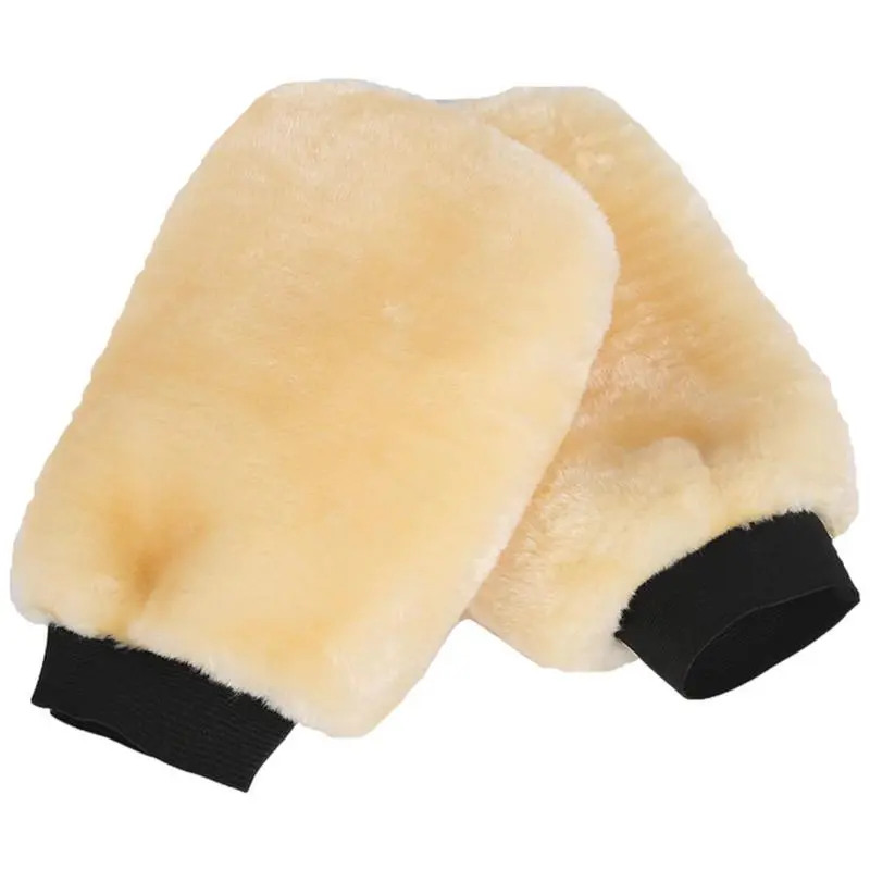 Wool Car Wash Glove Double Sided Vehicle Artificial Wool Mitt Thickened Professional Polishing Car Automotive Washing Supplies